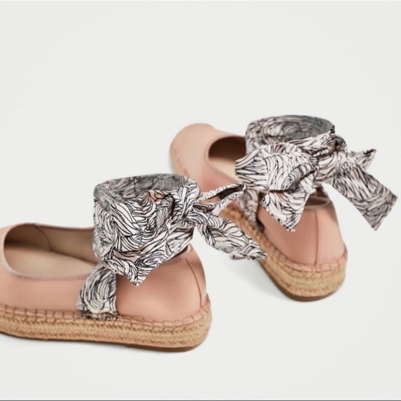 Zara Pink Ballerina Lace-Up Espadrilles - Picture 4 of 9